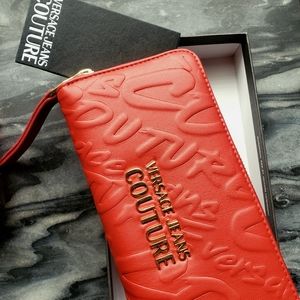 Versace jeans couture red embossed wallet